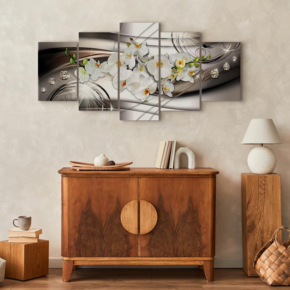 Artgeist Wandbild 5 tlg Groß Wohnzimmer Leinwand Bilder Vlies Blumen Orchideen - Produktbild 1