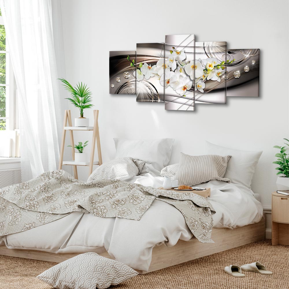 Artgeist Wandbild 5 tlg Groß Wohnzimmer Leinwand Bilder Vlies Blumen Orchideen